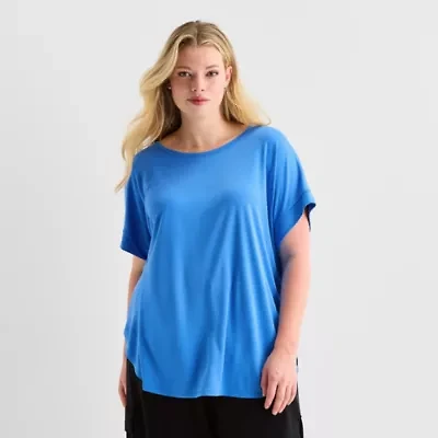 Stylus Womens Plus Crew Neck Short Sleeve T-Shirt