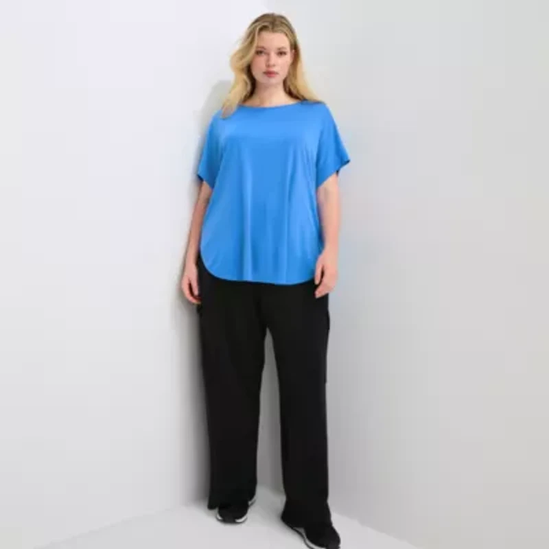 Stylus Womens Plus Crew Neck Short Sleeve T-Shirt