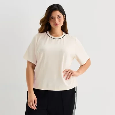 Stylus Womens Plus Crew Neck Short Sleeve T-Shirt