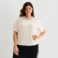 Stylus Womens Plus Crew Neck Short Sleeve T-Shirt