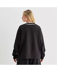 Stylus Womens Plus Y Neck Long Sleeve Button Cardigan