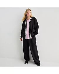 Stylus Womens Plus Y Neck Long Sleeve Button Cardigan