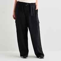 Stylus Womens Plus Wide Leg High Rise Cargo Pant