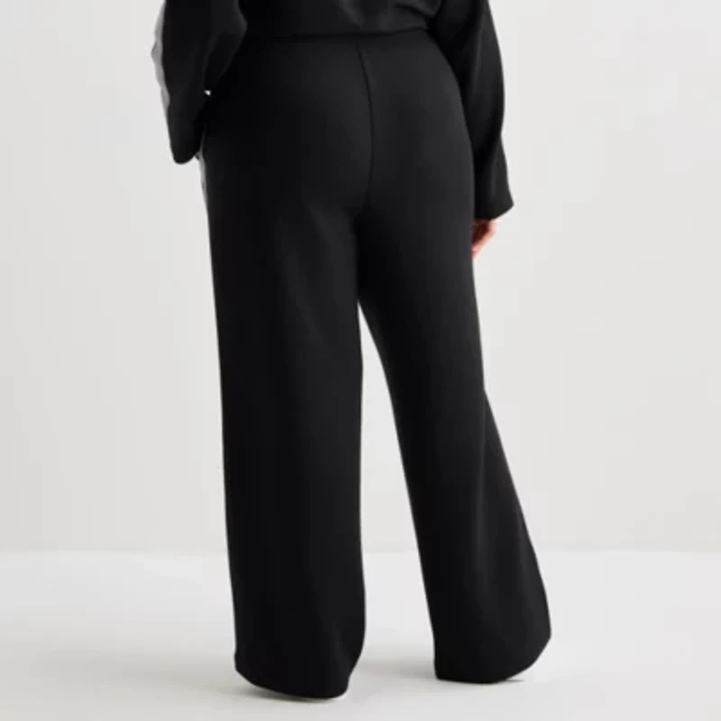 Stylus Womens Plus Wide Leg High Rise Track Pant