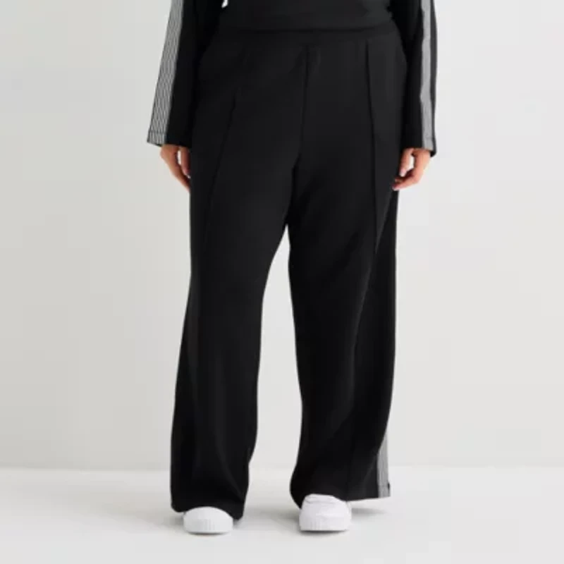 Stylus Womens Plus Wide Leg High Rise Track Pant