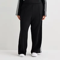Stylus Womens Plus Wide Leg High Rise Track Pant