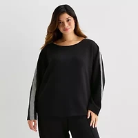 Stylus Womens Plus Round Neck Long Sleeve Sweatshirt