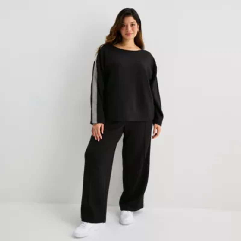 Stylus Womens Plus Round Neck Long Sleeve Sweatshirt