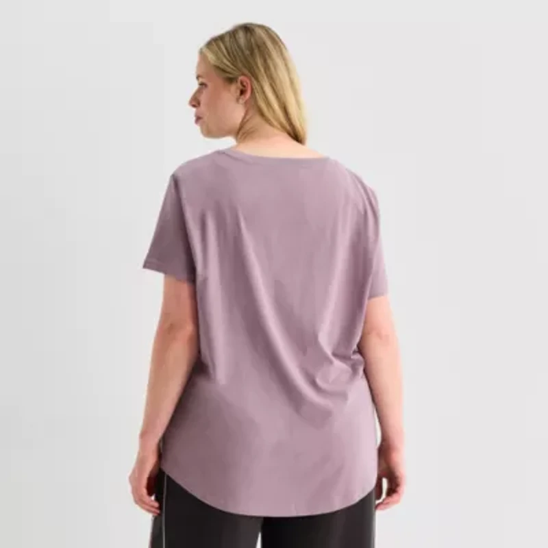 PUMA Womens Plus Crew Neck Short Sleeve Active T-Shirt