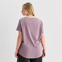 PUMA Womens Plus Crew Neck Short Sleeve Active T-Shirt