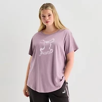 PUMA Womens Plus Crew Neck Short Sleeve Active T-Shirt