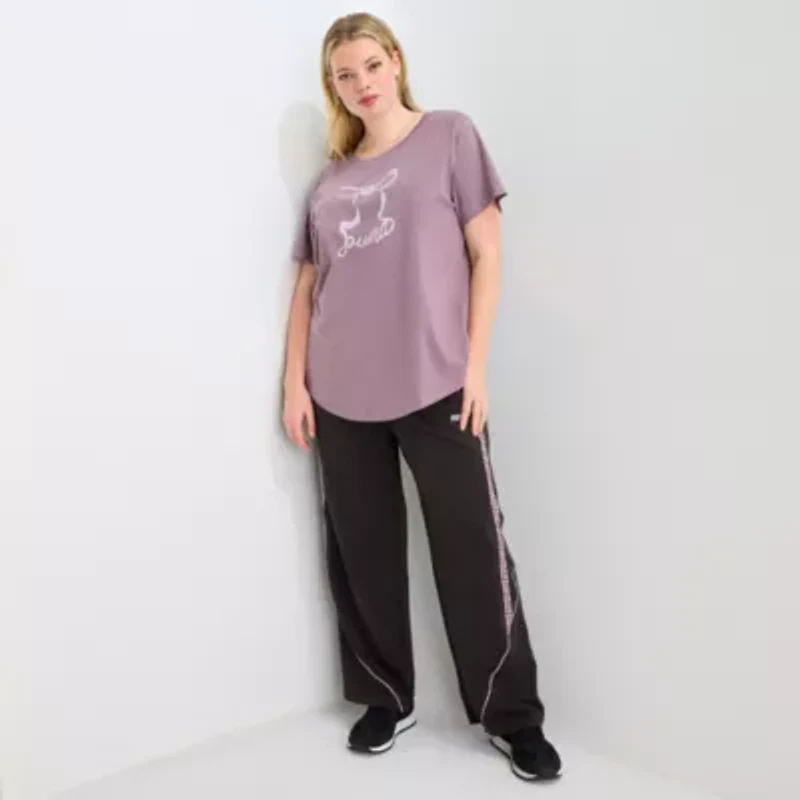 PUMA Womens Plus Crew Neck Short Sleeve Active T-Shirt
