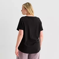 PUMA Womens Plus Crew Neck Short Sleeve Active T-Shirt