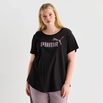 PUMA Womens Plus Crew Neck Short Sleeve Active T-Shirt