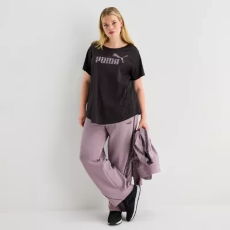 PUMA Womens Plus Crew Neck Short Sleeve Active T-Shirt