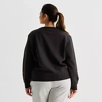 PUMA Womens Crew Neck Long Sleeve Plus Sweatshirt