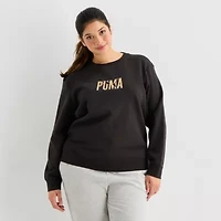 PUMA Womens Crew Neck Long Sleeve Plus Sweatshirt