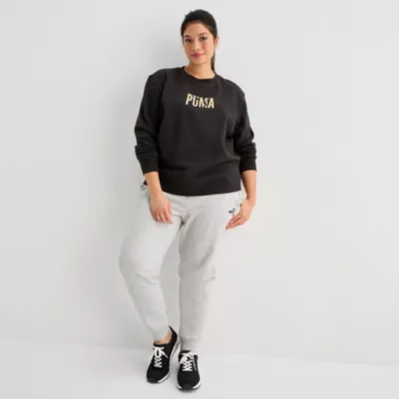 PUMA Womens Crew Neck Long Sleeve Plus Sweatshirt