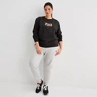 PUMA Womens Crew Neck Long Sleeve Plus Sweatshirt