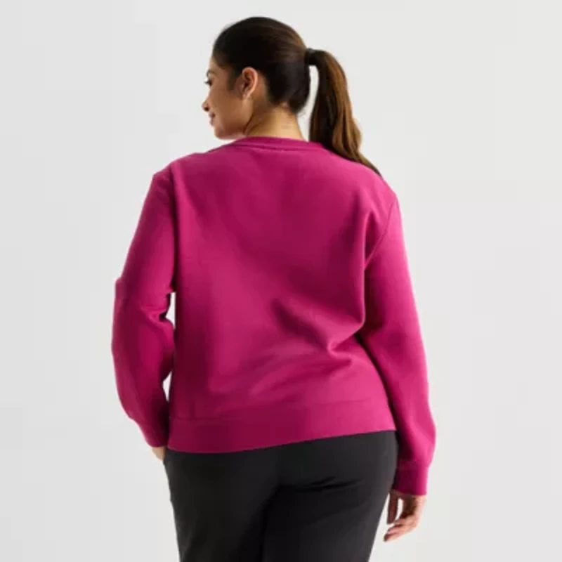 PUMA Womens Plus Crew Neck Long Sleeve Sweatshirt