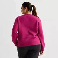 PUMA Womens Plus Crew Neck Long Sleeve Sweatshirt