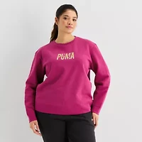 PUMA Womens Plus Crew Neck Long Sleeve Sweatshirt