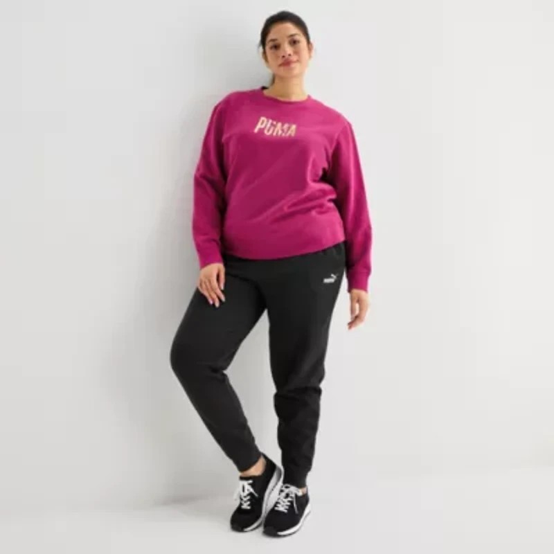 PUMA Womens Plus Crew Neck Long Sleeve Sweatshirt
