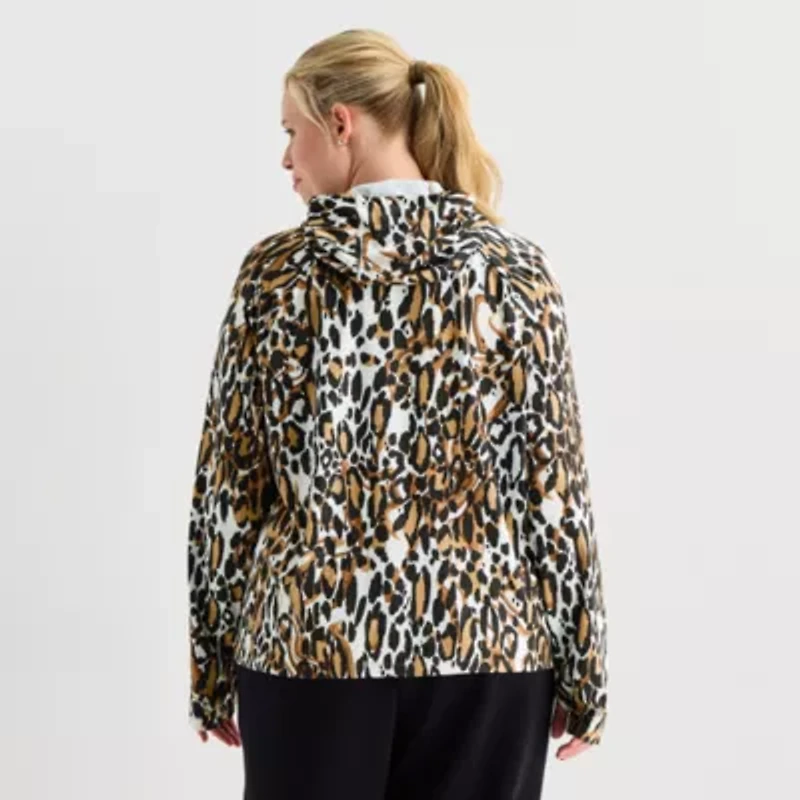 Xersion EverUltra Womens Plus Hooded Long Sleeve Quick Dry Active T-Shirt