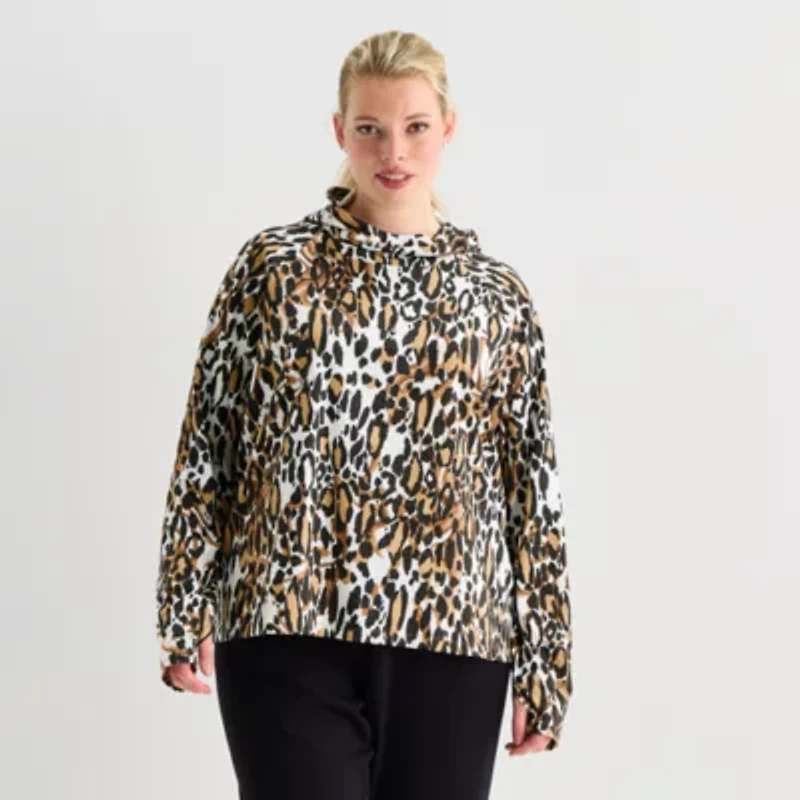 Xersion EverUltra Womens Plus Hooded Long Sleeve Quick Dry Active T-Shirt