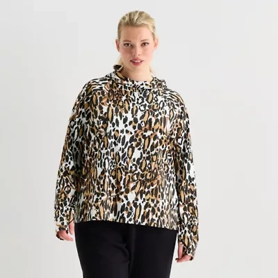 Xersion EverUltra Womens Plus Hooded Long Sleeve Quick Dry Active T-Shirt