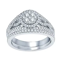 1 CT.T.W. Natural Diamond  14K White Gold Bridal Set