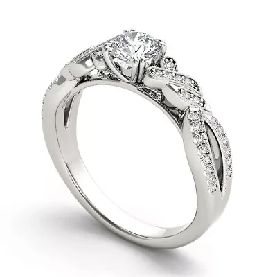 Womens 3/4 CT. T.W. Natural White Diamond 14K Gold Round Engagement Ring