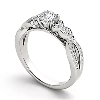 Womens 3/4 CT. T.W. Natural White Diamond 14K Gold Round Engagement Ring