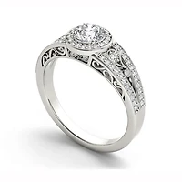 Womens 1 1/ CT. T.W. Natural White Diamond 14K Gold Round Halo Engagement Ring