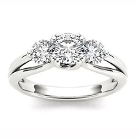 Love Lives Forever Womens 1 CT. T.W. Natural White Diamond 14K Gold Round 3-Stone Engagement Ring