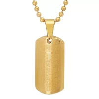 Steeltime Lord'S Prayer Mens 18K Gold Stainless Steel Dog Tag 24 Inch Pendant Necklace