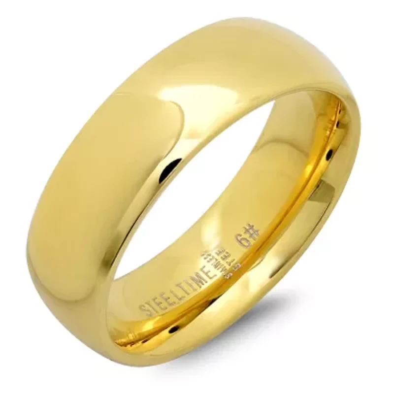 Steeltime Mens 6MM 18K Gold Over Stainless Steel Band