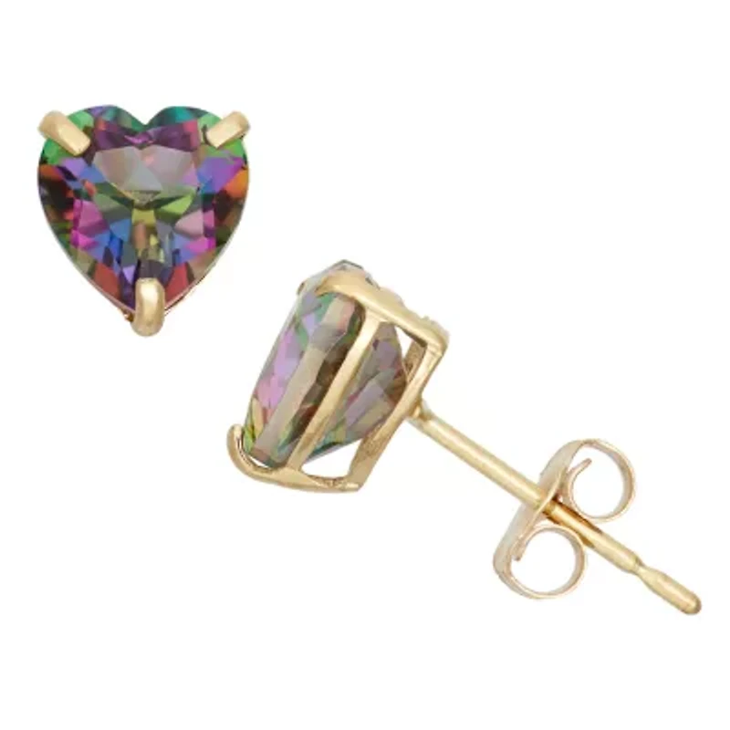 Genuine Mystic Fire Topaz 10K Gold 6.1mm Stud Earrings