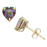 Genuine Mystic Fire Topaz 10K Gold 6.1mm Stud Earrings