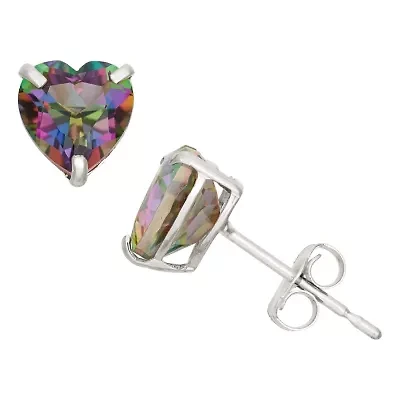 Genuine Mystic Fire Topaz 10K Gold 6.1mm Stud Earrings