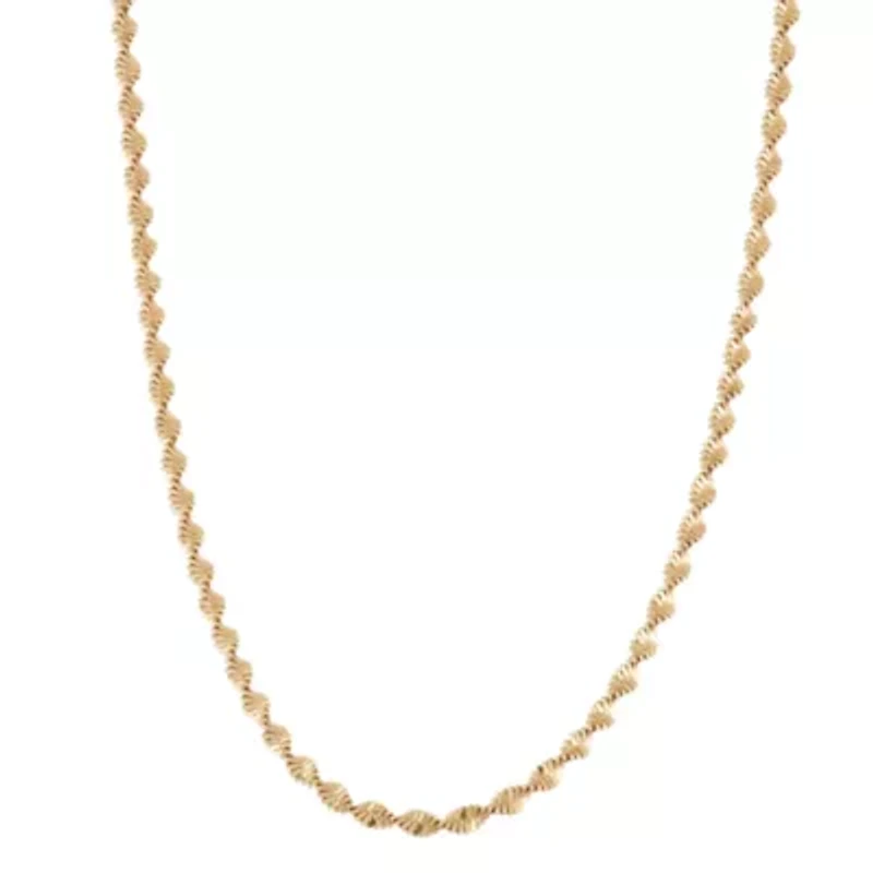 18K Gold Over Silver 20 Inch Twisted Herringbone Chain Necklace