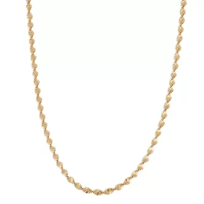 18K Gold Over Silver 20 Inch Twisted Herringbone Chain Necklace