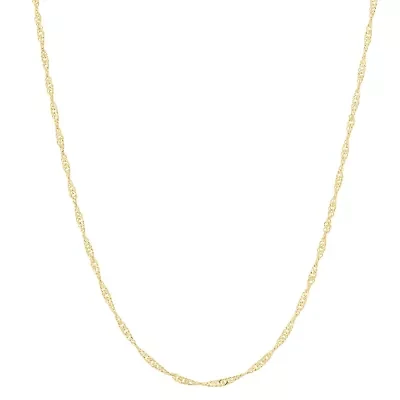 Unisex Adult 14K Gold Over Silver 22 Inch Wheat Chain Necklace