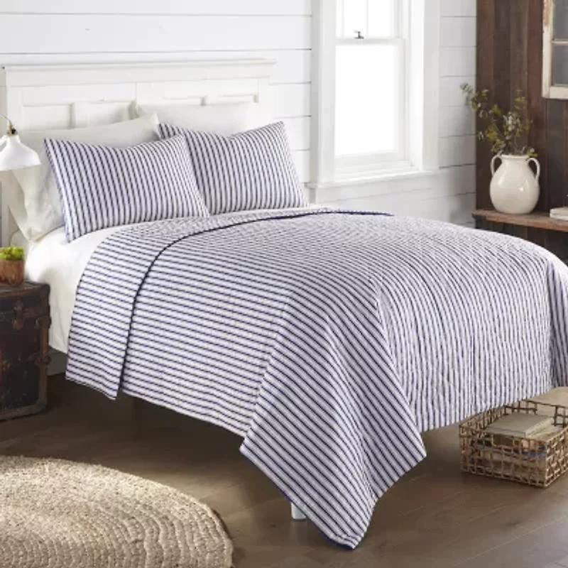 Micro Flannel Seersucker Reversible Wrinkle Resistant Quilt Set