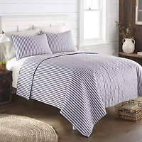 Micro Flannel Seersucker Reversible Wrinkle Resistant Quilt Set