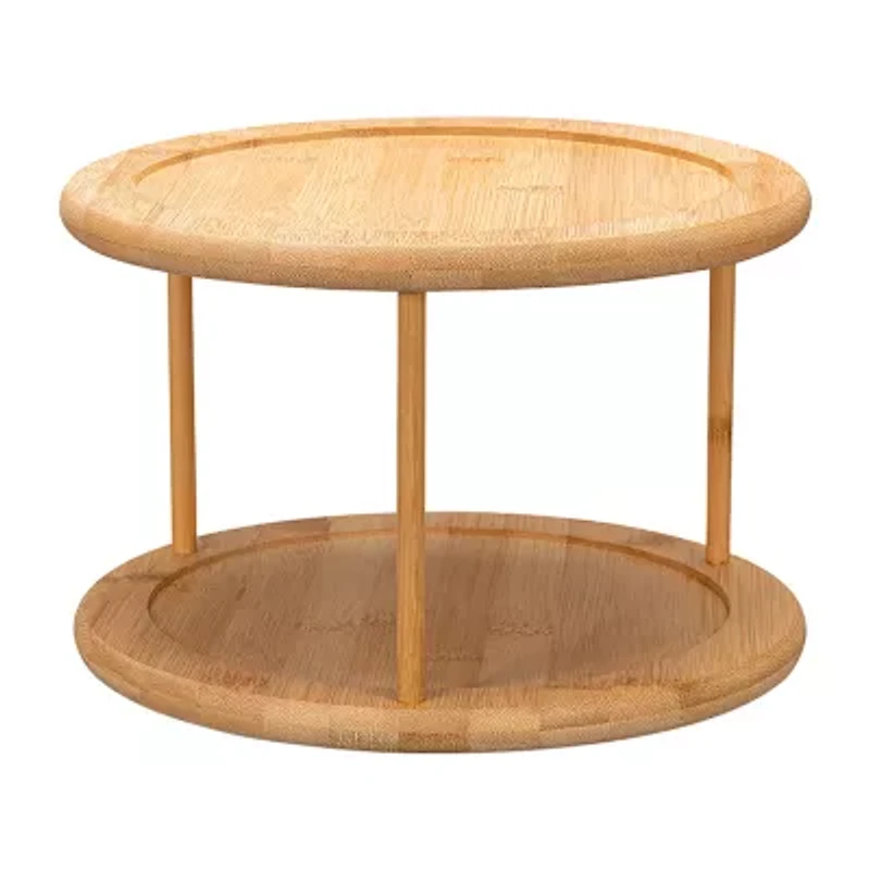 Home Expressions 10" Double Bamboo Rotating Tray