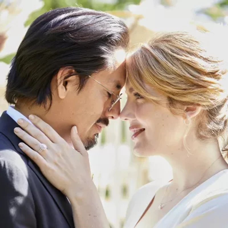 I Said Yes (H-I / I1) Womens 1 1/10 CT. T.W. Lab Grown White Diamond Sterling Silver or 14K Gold Over Pear Side Stone Halo Bridal Set