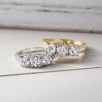 Love Lives Forever (G / Si1-Si2) Womens 1 1/2 CT. T.W. Lab Grown White Diamond 10K Gold Round 3-Stone Engagement Ring