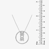 Sterling Silver 3-in-1 Cubic Zirconia Circle "Mom" Necklace
