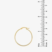 GOLD OVER STERLING SILVER 30x7MM GLITTER HOOP EARRINGS